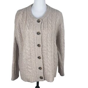 Madewell Oversized Relaxed Fit Chunky Oatmeal Grandpa Cardigan Sweater Small